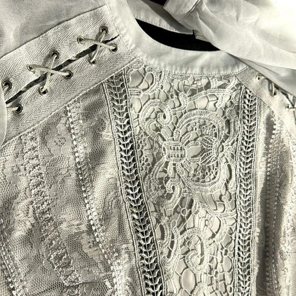 Topshop lace chiffon dove gray mini dress US8 sheer embroidered ethereal rare - Picture 10 of 10